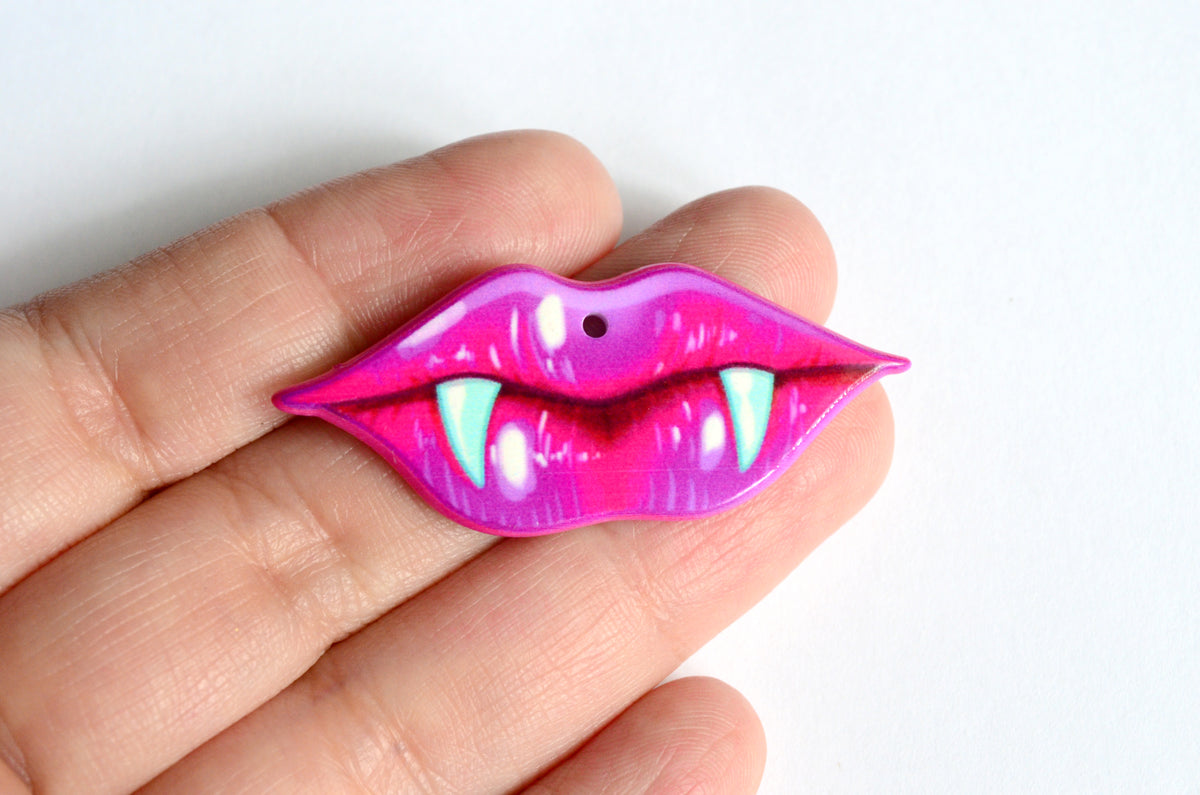Creepy Valentine Acrylic Charms | Pastel Goth Charm | Vampire Lips Cha