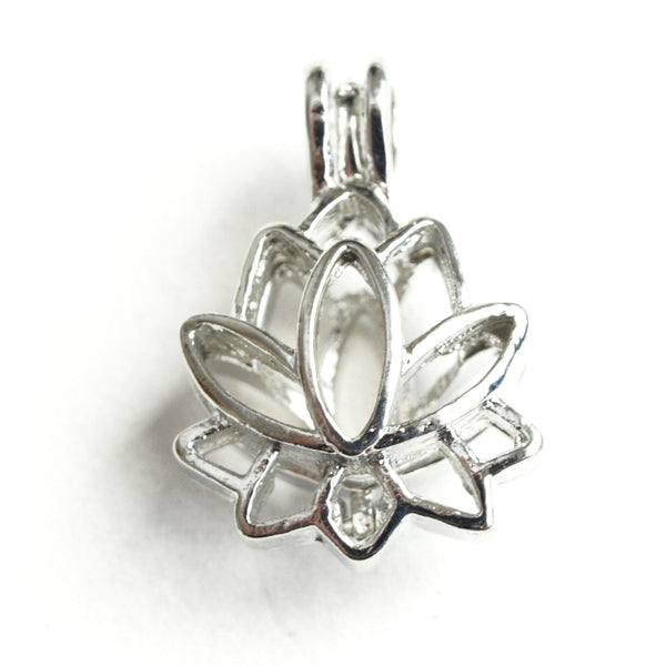 silver lotus flower locket pendant
