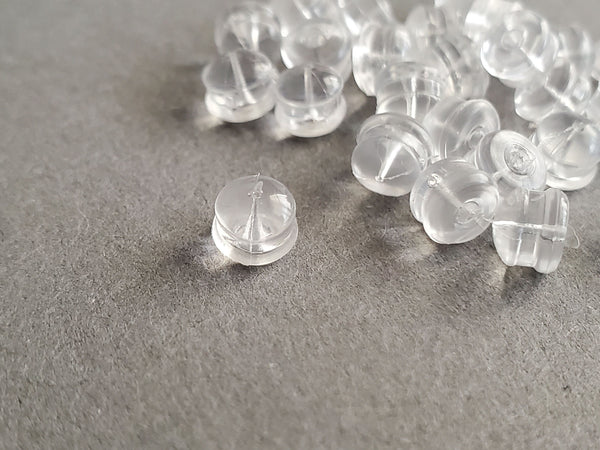 Soft Plastic Earring Backs, Hypoallergenic Earnuts, 5mm x 4mm - 40 pieces (F180)
