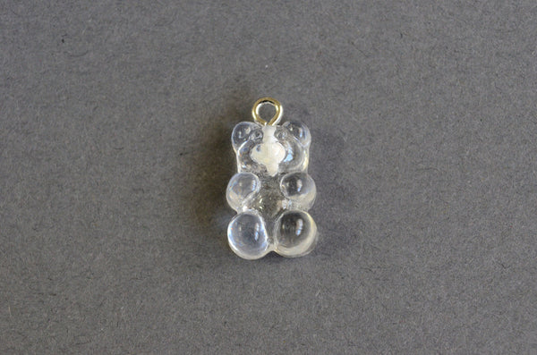 Bear Charm, White Acrylic, Silver Tone Loop, 21mm x 11mm - 4 pieces (1245)