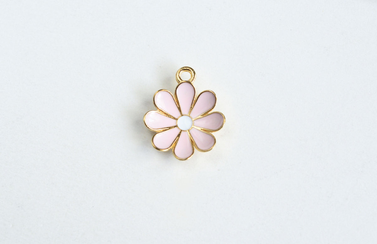 Pink Flower Charms, Enamel On Gold Toned Metal, 19mm x 15mm - 4 pieces –  Paper Dog Supply Co