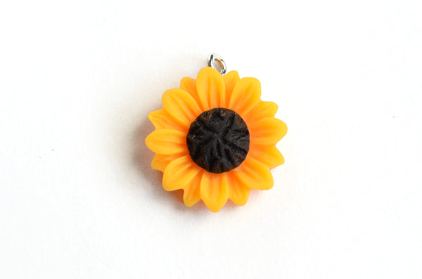 orange sunflower charm black textured center