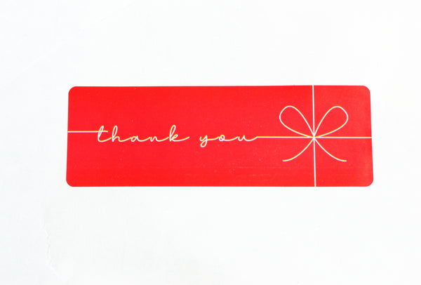 Red Rectangle Thank You Label, 2 7/8" - 100 stickers (Label 38)