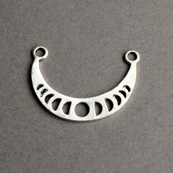 Silver tone moon phase crescent moon pendants