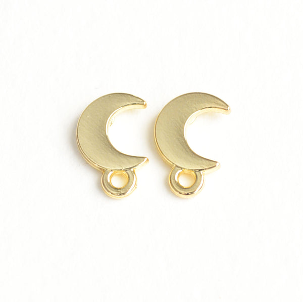 gold crescent moon earrings with bottom loop