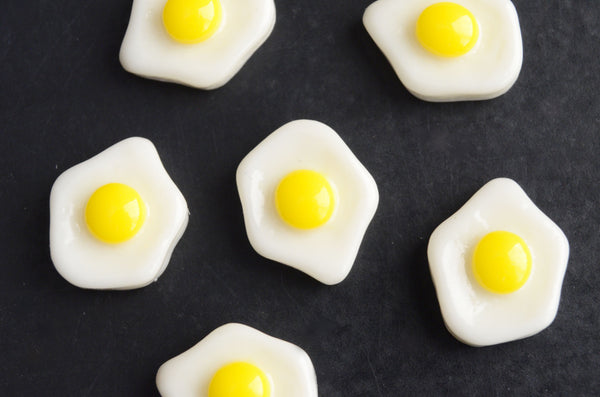 Fried Egg Cabochons, Miniature Resin Food, 13x11mm - 10 pieces (1639)