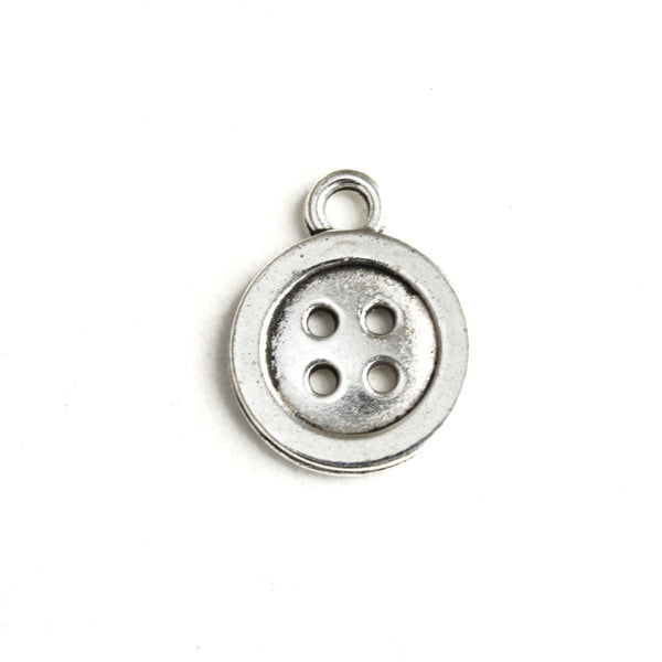 silver round button charms