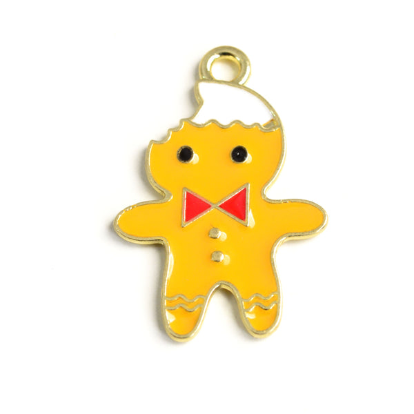 Yellow gingerbread man charm with bite taken out of the side of the head