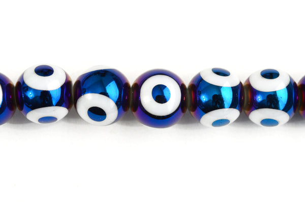 Round Blue evil eye beads