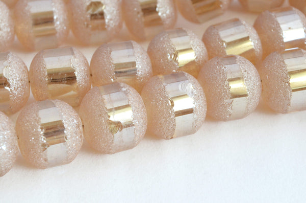 Frosted Glass Beads, Light Gold Toned, 8mm - 20 Beads (232B)