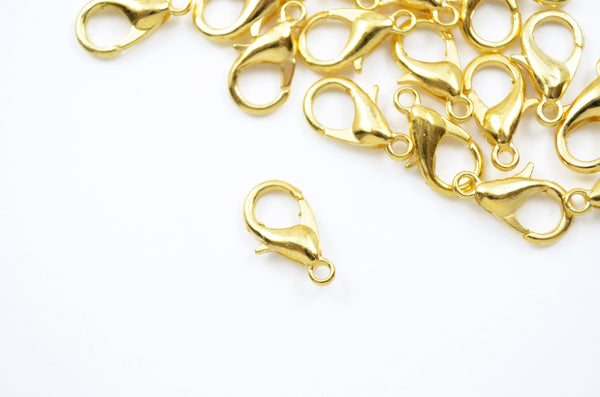 Gold Lobster Claw Clasps, 12mm Clasps, 25 pieces (FG032)