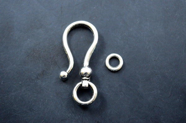 Silver Hook Clasp, Hook and Eye Clasp - 4 sets (312)