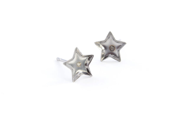 Star Earring Studs, Stainless Steel Earring Blanks, Star Bezel, 7mm - 10 pieces