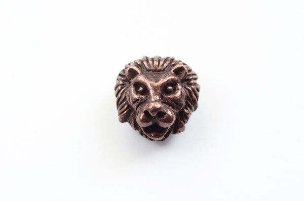 Copper Lion Head Charm, Metal Spacer Beads - 2 pieces (412)