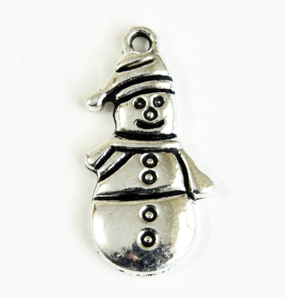 Snowman Charms Snow Man Pendants Antique Silver 25x12mm - 10 pieces (449)