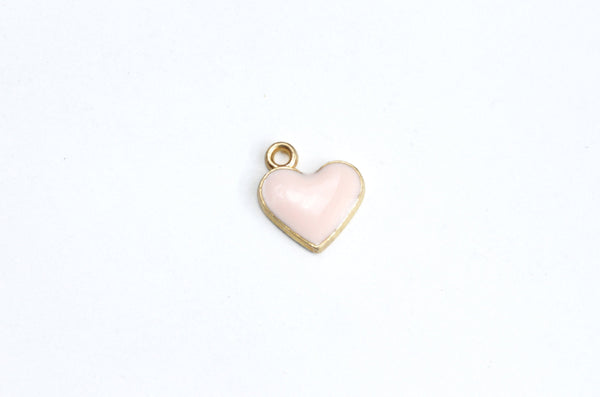 Pink Heart Charm Enamel Gold Toned Plating, 12mm x 11mm - 8 pieces (558)