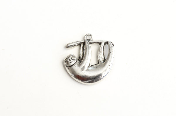Sloth Charms, Antique Silver Tone, 26mm - 4 pieces (590)