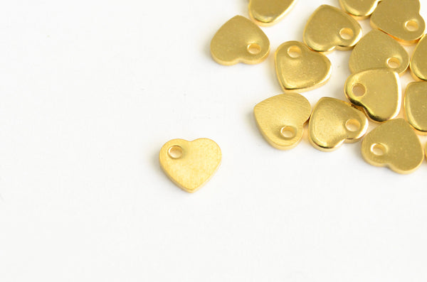 Tiny Heart Charms, Gold Toned Stainless Steel, 6 mm x 5 mm  - 10 pieces (SB019)