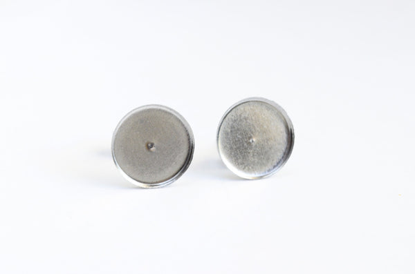 Round Bezel Earrings, Stainless Steel Blank Studs, 10mm - 10 pieces (658)