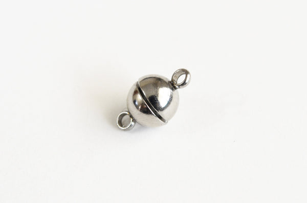 Silver Magnetic Clasp, Stainless Steel 10.5mm long, 5mm ball - 2