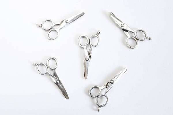 Scissor Charms, Antique Silver Shears, 36mm - 10 pieces (719)