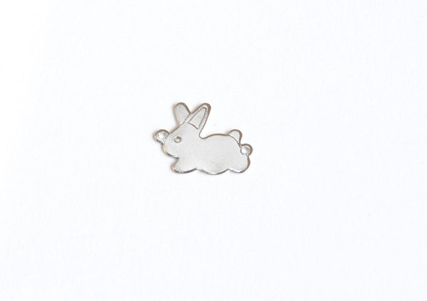 Rabbit Charm Links, Silver Toned, 27mm x 14mm - 6 pieces (739)