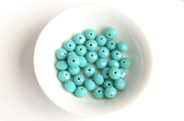 Turquoise Glass Beads, Faceted Rondelle Beads, 8x6mm - 35 pieces (367)