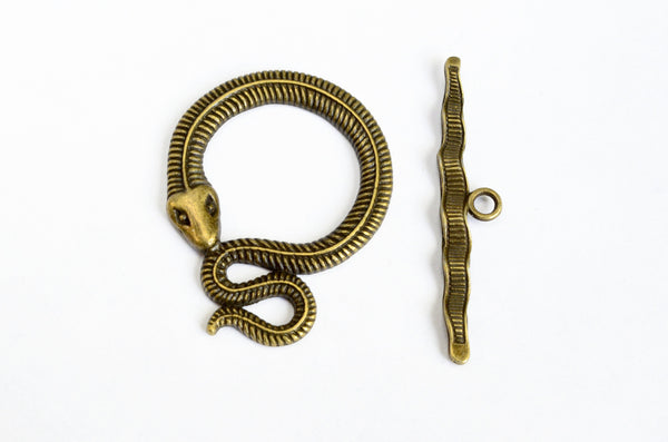 Snake Toggle Clasps Bronze tone 45mm - 2 sets (838)