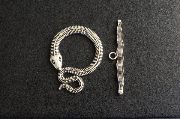 Snake Toggle Clasps, Antique Silver 45mm, 2 sets (622)