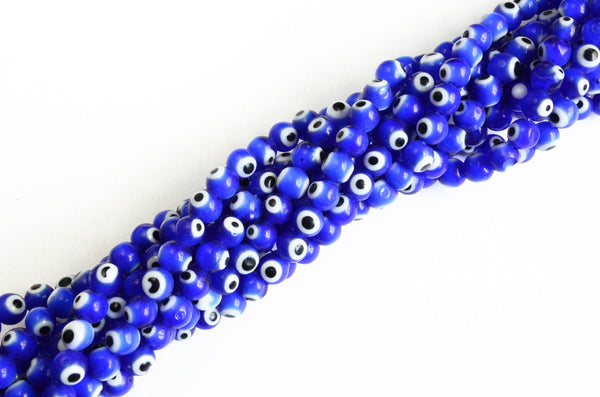 Blue Glass Evil Eye Beads, 6mm, Full Strand  (937)