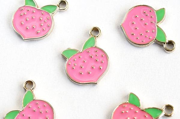 Peach Charms, Pink Enamel Fruit Pendant, 18mm x 13mm - 5 pieces (1058) –  Paper Dog Supply Co