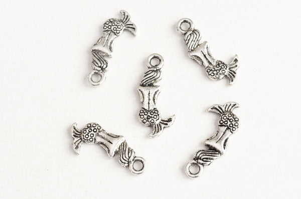 Mermaid Charms, Antique Silver Tone, 20mm x 8mm - 10 pieces (1255)