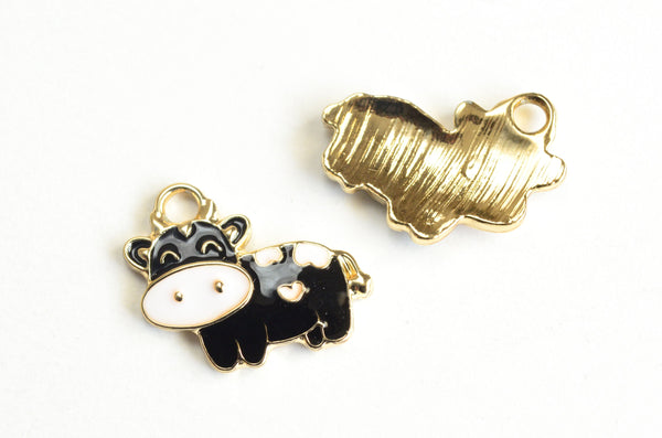 60 Pieces Cow Charms Colorful Animal Metal Charms DIY Cute Cow Enamel  Pendants Cow Alloy Charms for Earring Necklace Bracelet Key Chain Jewelry