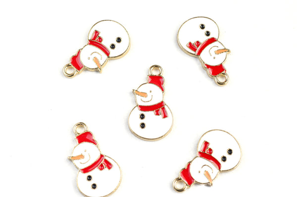 Snowman Charms, Winter Wonderland, Holiday Pendants, 21mm x 12mm - 4 pieces (1492)
