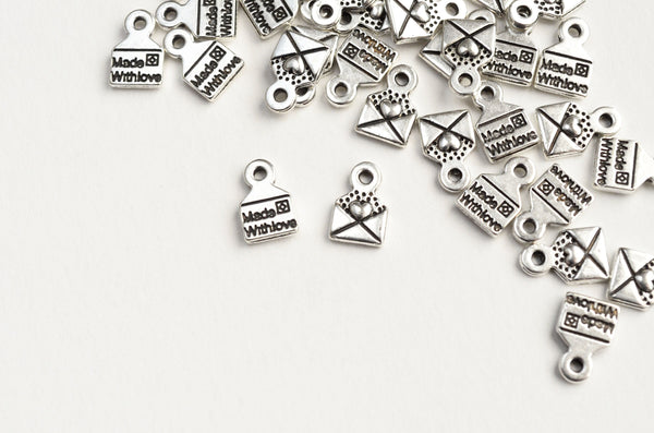 Envelope Charm, Made With Love Heart Pendant, Tiny Charms, 10mm x 6mm –  Paper Dog Supply Co