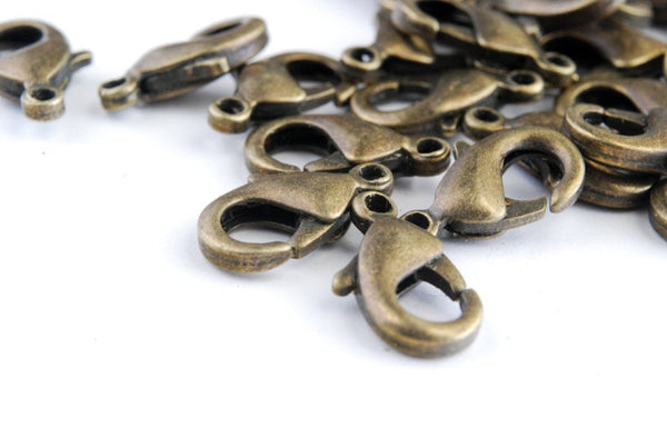 Bronze Lobster Claw Clasps, 12mm x 6mm - 20 pieces (F124)