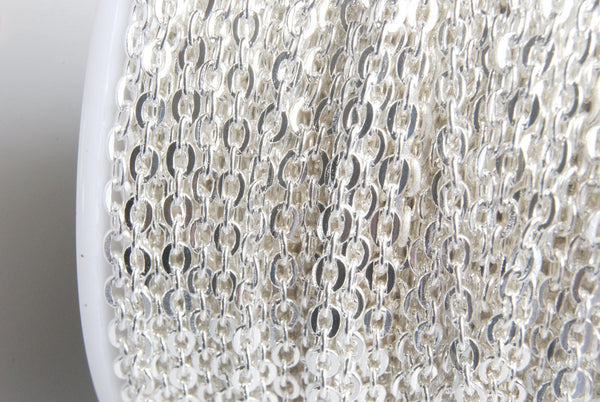 Silver Chain 3 mm x 2 mm links - 10 feet (S32-001)