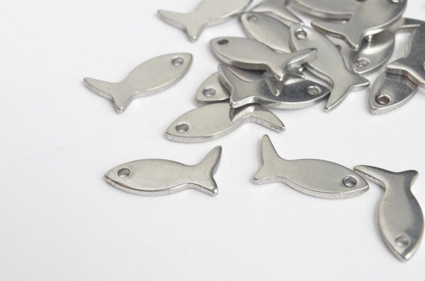 Fish Charms, Stamping Blanks, Small, 12 mm - 10 pieces