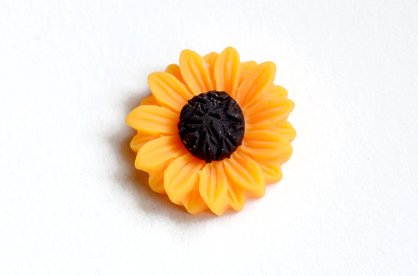 Sunflower Cabochons, Flower Jewelry And Craft Supplies, 24mm x 7mm - 5 pieces (PC041)