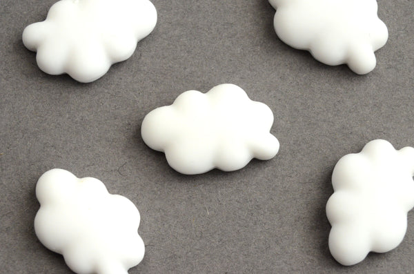 White Cloud Cabochon, Resin Clouds, 22mm x 14mm - 6 pieces (PC051)